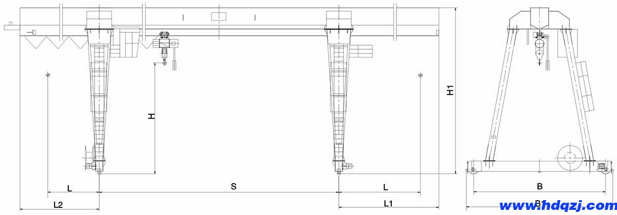 MH型3.2~20t電動葫蘆門式起重機 MH型3.2~20t電動葫蘆門式起重機