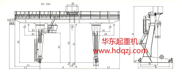單主梁偏掛門(mén)式起重機(jī)圖紙